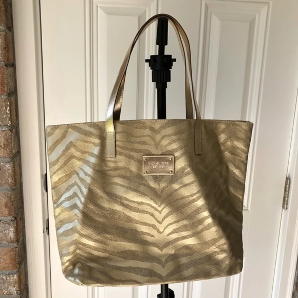 Michael Kors gold and tan shimmer tote